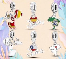 925 Silver bead fit Charms Charm Bracelet Spanish Bullfighting Charms Love Spain Chile Brazil Exotic charmes ciondoli DIY Fine Beads Jewelry9042433