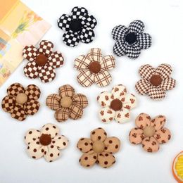 Decorative Flowers 10pcs 6cm Beige Brown PP Cotton Filling Flower For Clothes Shoes Bags Hats Decoration DIY Headwear Handmade Accessories