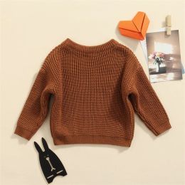 Citgeett Autumn Newborn Baby Girls Boys Winter Knit Sweater Solid Colour Long Sleeve Crewneck Knitwear Fall Clothes