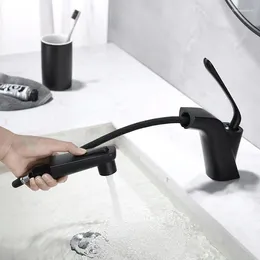 Bathroom Sink Faucets Basin Chrome/Black Pull Out Faucet Single Hole Cold And Water Tap Mixer Taps