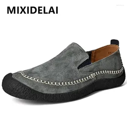 Casual Shoes Spring Genuine Leather Men's Brand Autumn Plus Size Outdoor Slip-On Oxfords Men Flat Moccasins