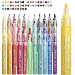 Acrylic Marker Pen 12/24/36/50 Color Markers Graffiti Paint Brush Pen Water Based Students School Office Stationery Art Supplies