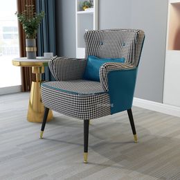 houndstooth Living Room Chairs Home Furniture home design Single Sofa Modern Fabric Backrest Armchair Balcony Lazy Sofa chair Z