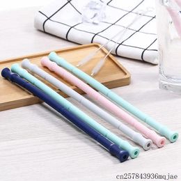 Drinking Straws 200Sets Silicone Reusable Folding Straw With Carrying Case And Cleaning Brush For Travel