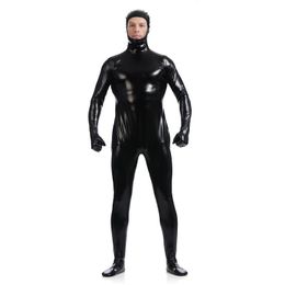 Open Face Metallic Bodysuit Shiny Catsuit Sexy Zentai Body Suit Jumpsuit Cosplay Costume Party Wet Look One Piece Unitard