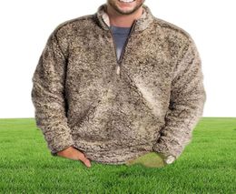 Men's Sweaters Men Winter Sherpa Sweater 1/4 Zipper y Pullover Plus Size 3XL Streetwear Tops Casual Teddy6743566