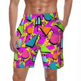 Mens Shorts Classic Awful 90s Neon Board Summer Abstarct Casual Beach Man Sports Surf Fast Dry Design Swimming Trunks