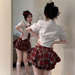 2024 girl school uniform set daily jk uniform blouse+ bow+high waist pleated skirt set chinese sweet and spicy girl streetwear