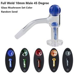 Fully Welded Smoking Terp Slurper Banger Quartz Rod Bevel Rigs Seamless with American Stained Glass Marble Screw Ball Set 10mm 14mm forGlass Water Bongs Dab Rigs Pipe