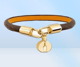 Fashion Classic Flat Brown brand designer Leather Bracelet for women and men Metal Lock Head Charm Bracelets earrings bracelets su5616346