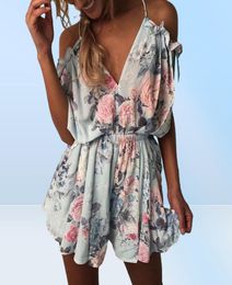 2019 One Piece Women Beachwear Flower Print Ruffle Sexy Women Ladies Sleeveless Bikinis Summer Bathing Suit Jumpsuit Romper2692475