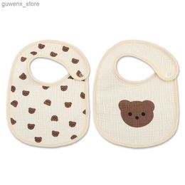 Bibs Burp Cloths Baby Bibs Waterproof Newborn Burp Cloths Cotton Girls and Boys Work Bibs Cute Print Soft Baby Feeding Accessories Y240412Y240417LLY5