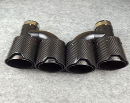 One pair H style carbon fiber exhaust end tips auto muffler Glossy Black stainless steel for Bmw with M logo5085093