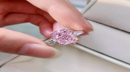 Pink Engagement Rings Diamond Simple Exquisite Silver 925 Wedding Ring for Women3165857