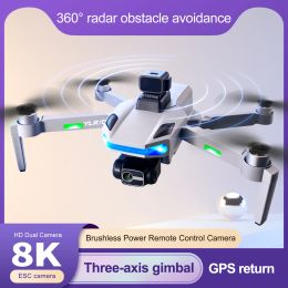 Drones 2022 New S135 Pro Gps Drone 4k Hd 2dc Professional Aerial Photography 360° Obstacle Avoidance Drone Brushless Quadcopter Rc Toy