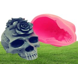 3D rose skull silicone Mould fondant cake resin plaster chocolate candle candy T2007034641243