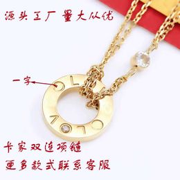 Cards Fashion love double chain necklace titanium steel necklace with diamond necklace with womens Necklace Pendant