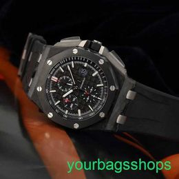 Timeless AP Wrist Watch Royal Oak Offshore Series Automatic Mechanical Mens Watch Forged Carbon 44mm Time Display Ceramic Ring Tape Waterproof Night Light 26400