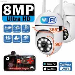 Cameras 8MP wireless security monitoring camera Wifi IP outdoor 4X zoom camera AI human tracking bidirectional audio high-definition night vision camera C240412