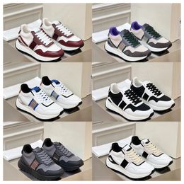 2024 New Multi material patchwork of cowhide with contrasting colors men thick soled lace up black sports fashionable and versatile casual shoes