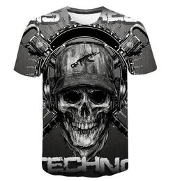 Skull T shirt Men Skeleton Tshirt Punk Rock Tshirt Gun T shirts 3d Print Tshirt Vintage Men Clothing Summer tops Plus Size 6XL4028650