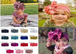 15 Colors Cute Big Bow Hairband Baby Kids Girls Toddler Velvet Elastic Headband Knotted Turban Head Wraps Bowknot Hair Accessorie9866757