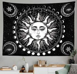 Tapestries Black And White Sun Moon Tapestry Trippy Eye Aesthetic Phase Wall Hanging For Room Bedroom