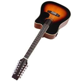 Guitar Laminated Spruce Wood Top 41 Inch Acoustic Guitar 12 Strings Full Size High Gloss Natural Color Folk Guitar With EQ