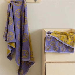 Towel Double-sided Smiling Pattern Cotton Towels Soft Comfortable Yarn Dyed Face Super Absorption Bath For Household