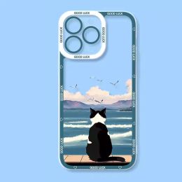 Funny Sunset Cat Phone Case for IPhone 15 14 13 12 11 Pro Max XS X XR SE20 7 8 Plus Clear Scenery Soft Cover for Iphone11 Fundas