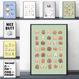 Nordic Funny Bums Butts Poster Abstract Minimalist Art Print Body Canvas Painting Nude Wall Picture Bathroom Toilet Mural Decor