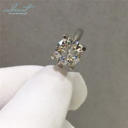 inbeaut Solid S925 Silver 3 ct Pass Diamond Test Excellent Cut D Color Cow Head Ring for Wedding Gift Fine Jewelry240412