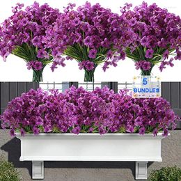 Decorative Flowers 1 Bunch 5 Forks Lifelike Violet Artificial For Outdoor Decor UV Resistant Fake Plants Outside Porch Wedding Decoration