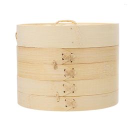 Double Boilers Bamboo Steamers Steamed Steamer Home Wooden Cooking Utensils Practical Vegetable Kitchen Stainless Steel Lid Basket