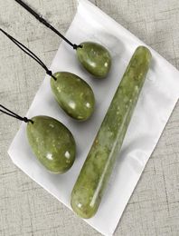 Natural Green Jade Yoni Eggs Drilled Pleasure Wand Helu Jade Massager Kegel Exercise Vaginal Ball Gua Sha Massage Stone T1911163396054