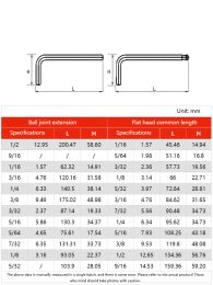 5/32 3/16 7/32 1/4 5/16 3/8 1/2 9/16 Nickel Plated English Internal Hexagonal Wrench Extended Ball Head/flat Hexagonal Key