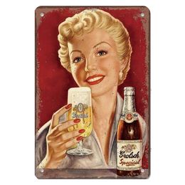 Vintage Tin Sign Beer Wine Girls Poster Drink Beer Metal Wall Plate Decor Shabby Classic Pin Up Plaques Bar Garage Tinplate Sign
