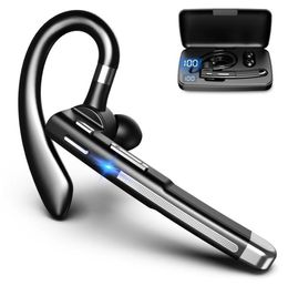 Wireless Business Headphones Single Ear Call Bluetooth Headset Earpiece with Charging Case V50 Hand Earbud for Trucker Offic4252828