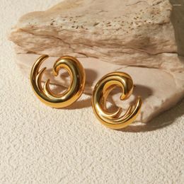 Stud Earrings Uworld Vintage Metal Geometric Golden For Women Stainless Steel Distinctive Daily Jewellery Accessories Waterproof