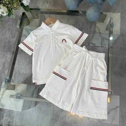 Luxury boys Short sleeved Set kids designer clothes baby tracksuits Size 100-150 CM solid Colour design POLO shirt and shorts 24April