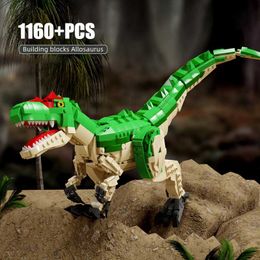 Jurassic Dinosaur 1200+pcs Mosasaur Allosaurus Stegosaurus Tyrannosaurus Rex Building Blocks Dino Figures Bricks Toys Kids Gifts