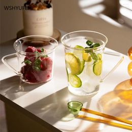 Wine Glasses WSHYUFEI Coffee Cup Creative Glass Heat-resistant Explosion-proof Breakfast Cups With Handle Kitchenware