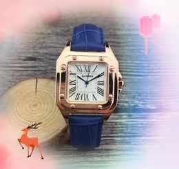 Fashion Simple 3 Pins Dial Watch stainless steel case roman tank clock women quartz movement lovers rose gold silver color cute shiny good watches birthday gifts