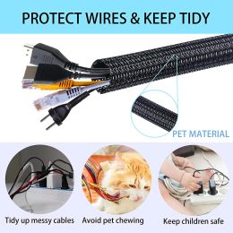 1/3M Expandable Sleeving Self Close Braided PET Insulate Cable Sock Tube Loom Split For Pipe Line Organiser Wire Wrap Protection