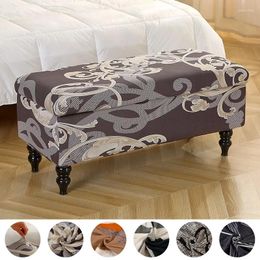 Chair Covers Stretch Spandex Storage Stool Cover Printed Foldable Footstool Case Elastic Non-Slip Bench Slipcover For Living Room Home Decor