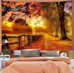 Tapestries Forest Red Leaves Tapestry Landscape For Room Decor Wall Blanket Curtain Bedroom 95x73cm/150x100cm/150X130cm