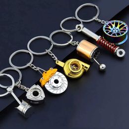 Key Rings Auto parts model key chain pendant shock absorber brake disc exhaust pipe gear 240413