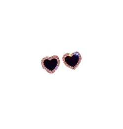 925 sterling silver heart stud earrings for women 18K rose gold shining crystal ear rings jewelry for party9090556