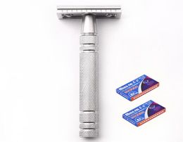 1Razor 10 Blades Men Shaving Classic Safety Razor Manual Shaver Matte Nonslip Blank Brass Long Handle Double Edge Razor253c8643993