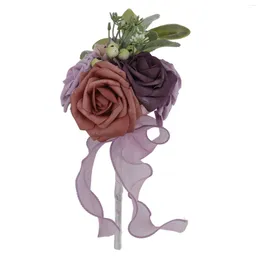 Decorative Flowers Romantic Rose Bridal Wedding Bouquet Artificial Silk Fake Bridesmaid Home Party Decoration